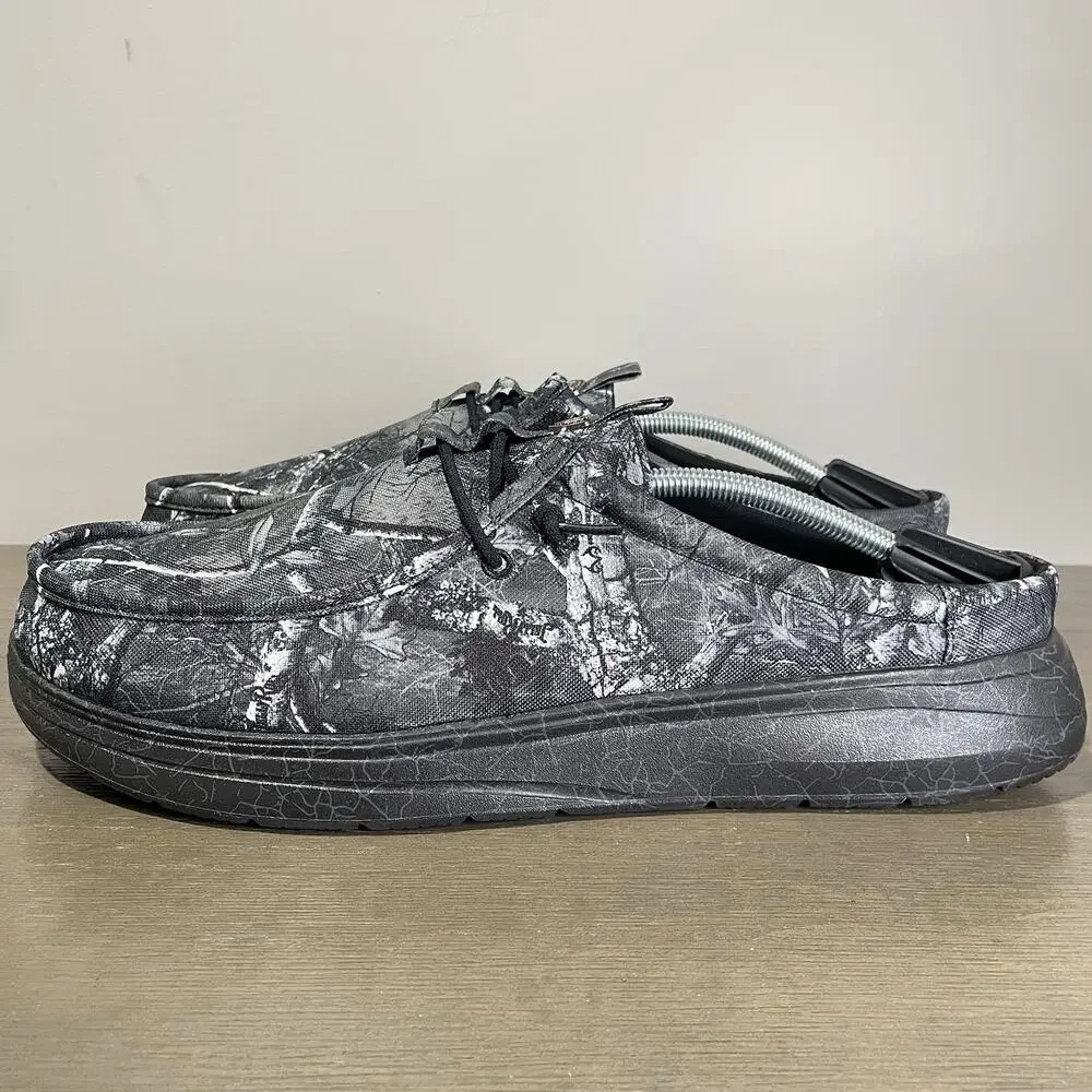 Jelly Roll Hey Dude Mens Size 14 Slides NEW Realtree Edge Wally Black Camo Shoes